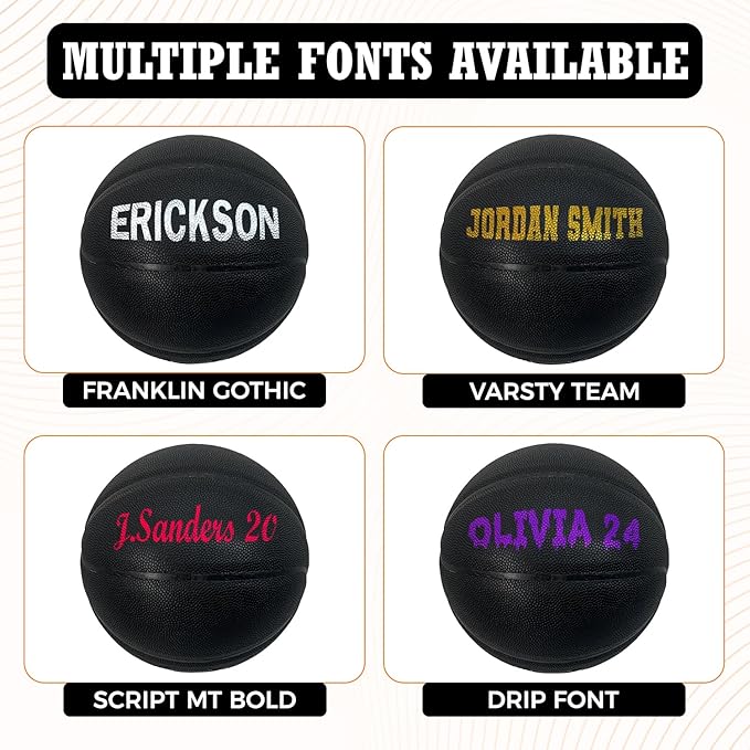 HAMMET Personalized Basketball – Customized Basketball with Your Name or Text – Multiple Colors, Fonts & Designs Available – Durable for Indoor and Outdoor - Ideal Gift for Son, Daughter, Boy or Girl
