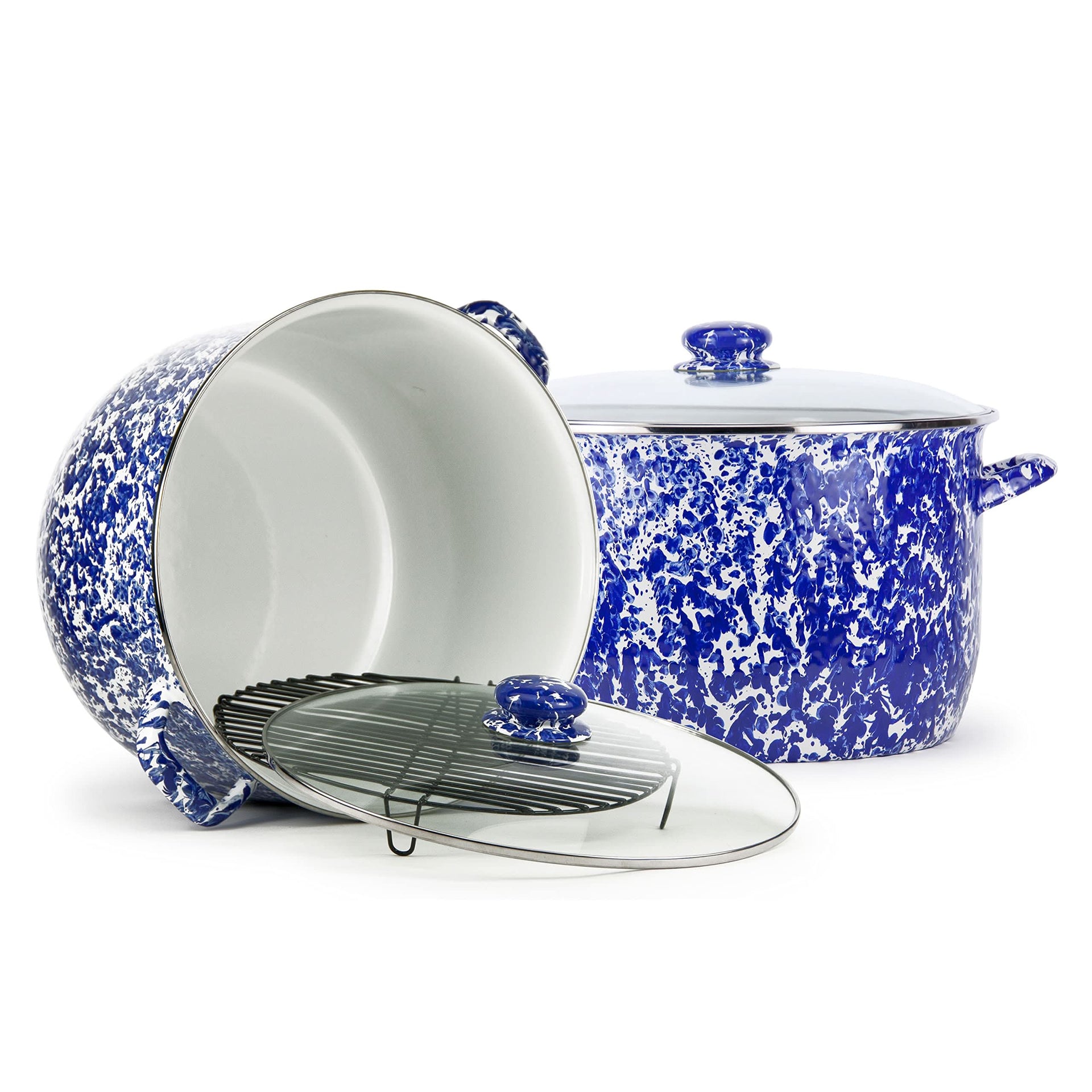18qt Enamelware Stock Pot with Stainless Steel Trim