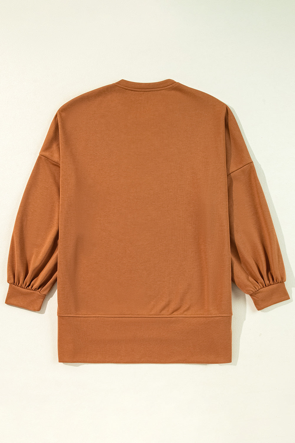 Chestnut Sequin Happy Halloween Graphic Notched Neck Loose Top