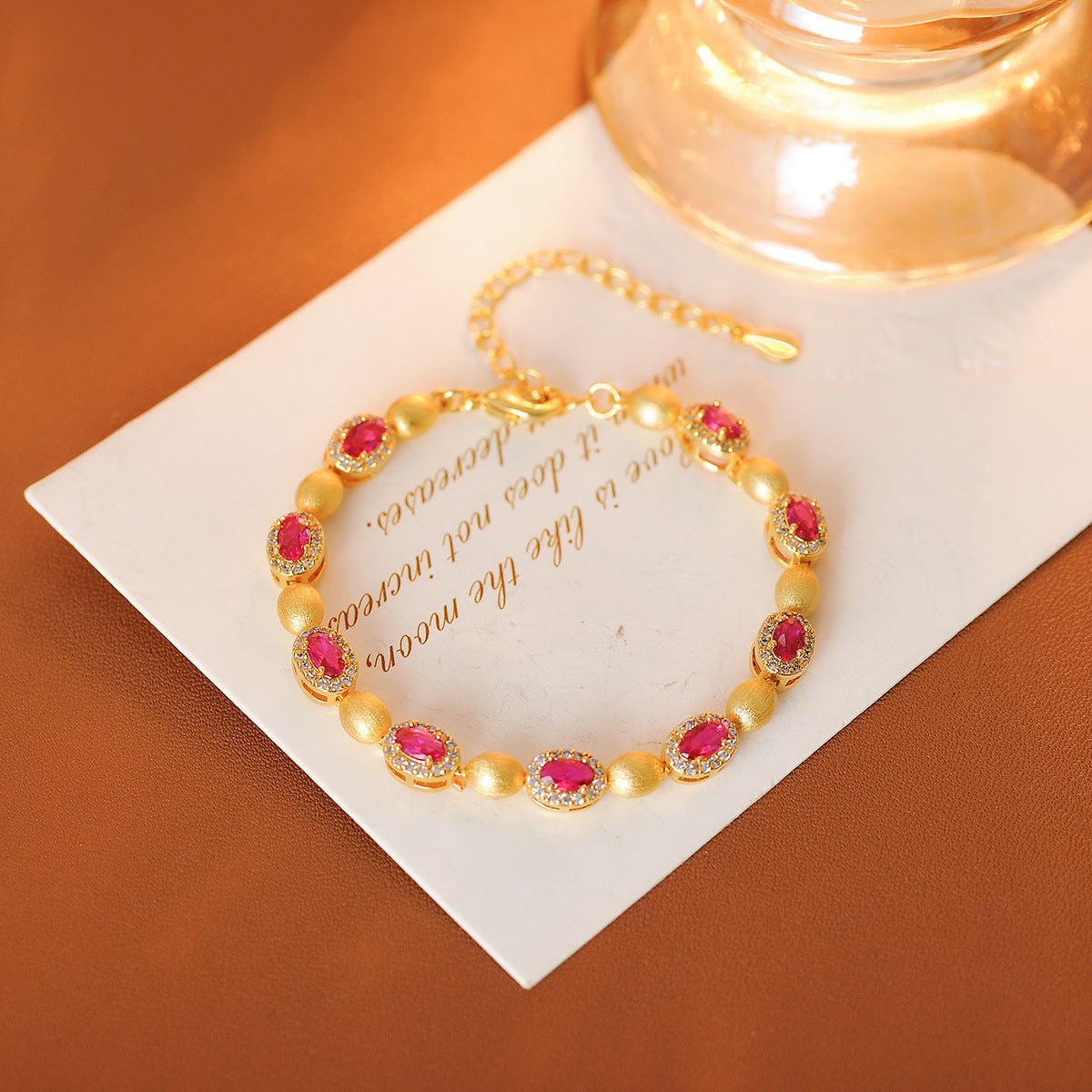 Womens Red Corundum Zircon Bracelet