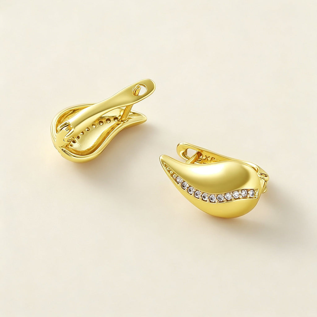 New Fashion Minimalist French Drop Earrings For Women Real Gold Plated Copper Light Luxury Niche Elegant Ear Jewelry Factory Wholesale