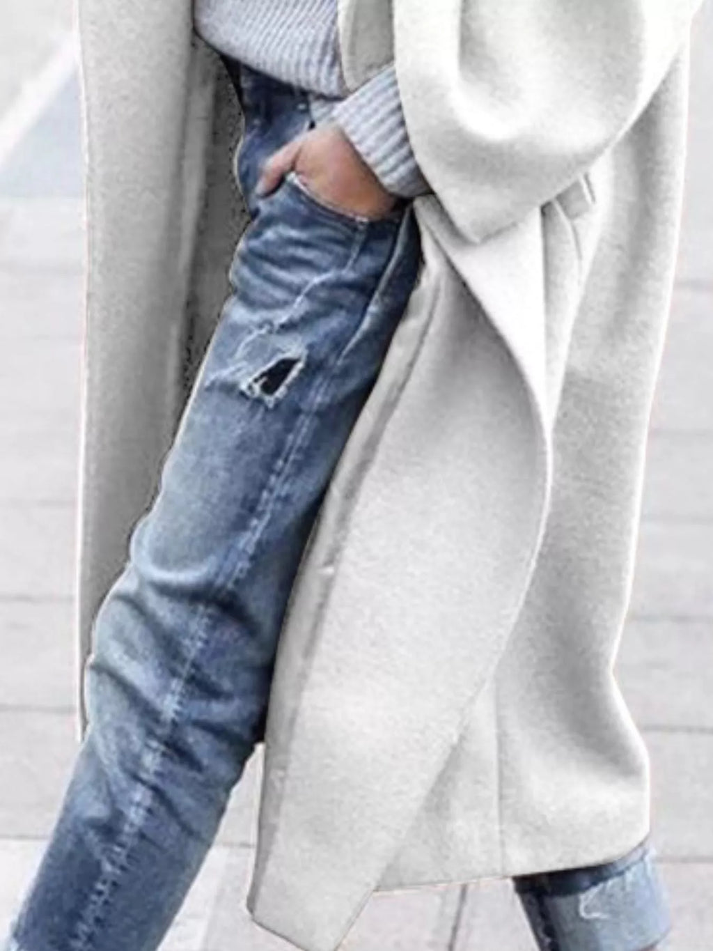 Full Size Wool Blend Longline Overcoat Plus Size