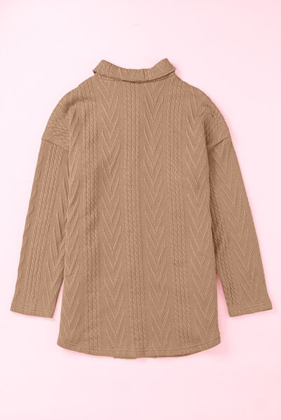 Retro Camel Drop Shoulder Button-Up Jacket for Women