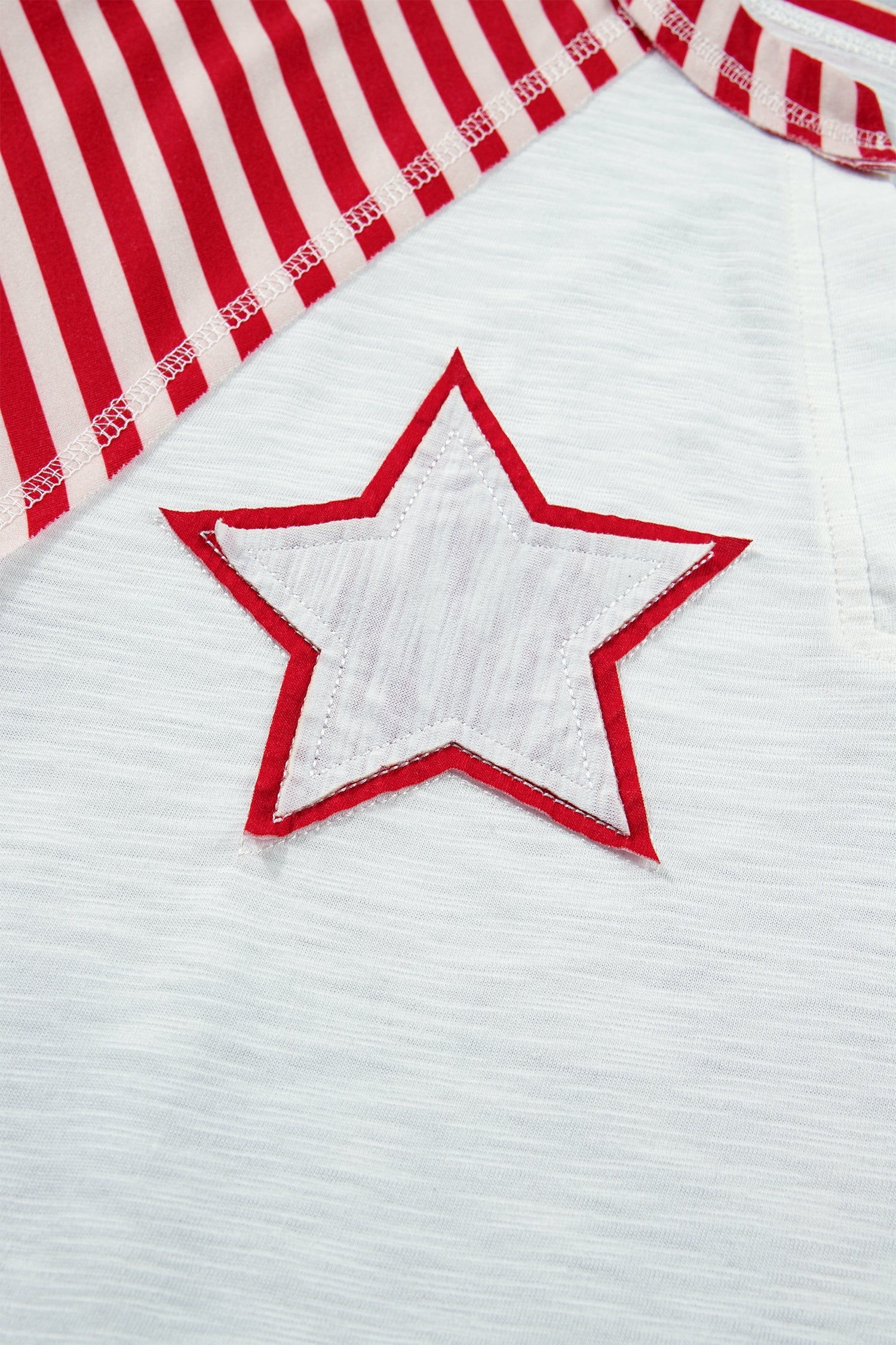USA Flag Star Patchwork Raglan V-Neck Short Sleeve Top