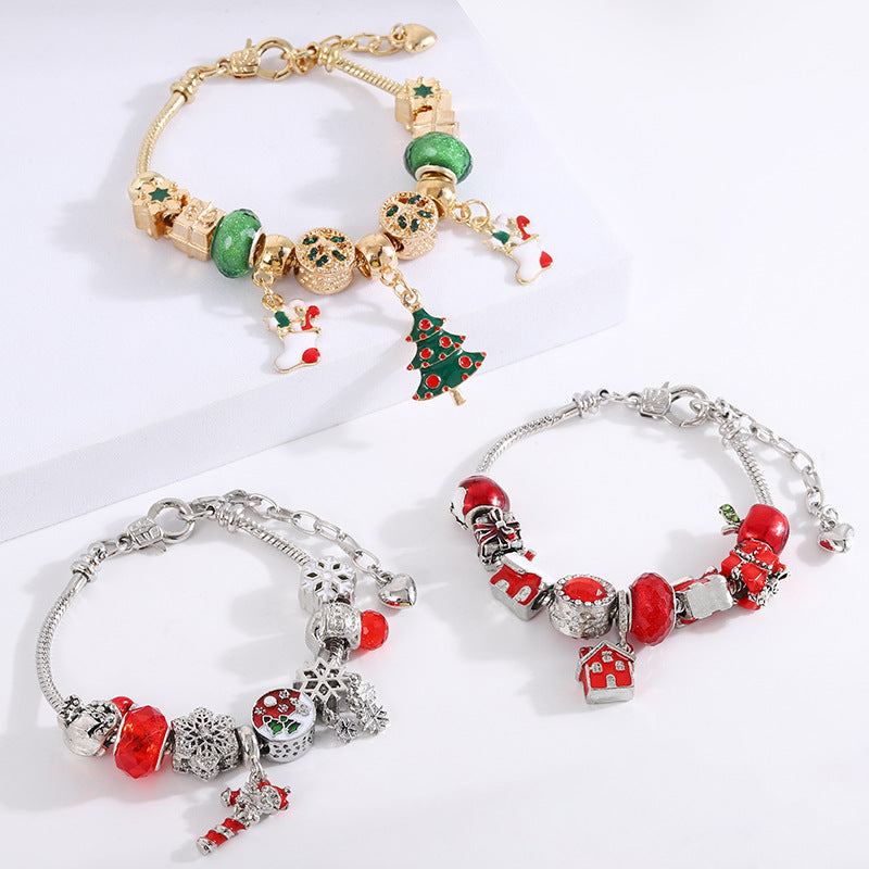 Cross-Border Christmas Gift Crystal Beaded Bracelet Pan's Girls' Jewelry Halloween DIY Kidsren's Snake Bone Bracelet