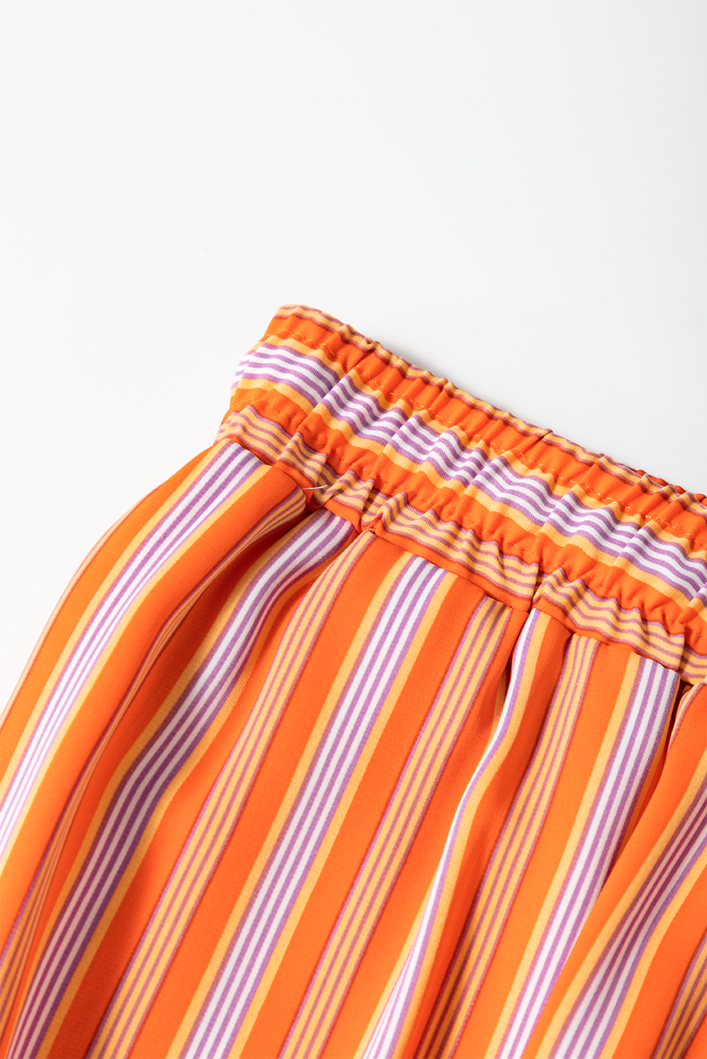 Orange Stripe Cropped Palazzo Pants with Pockets