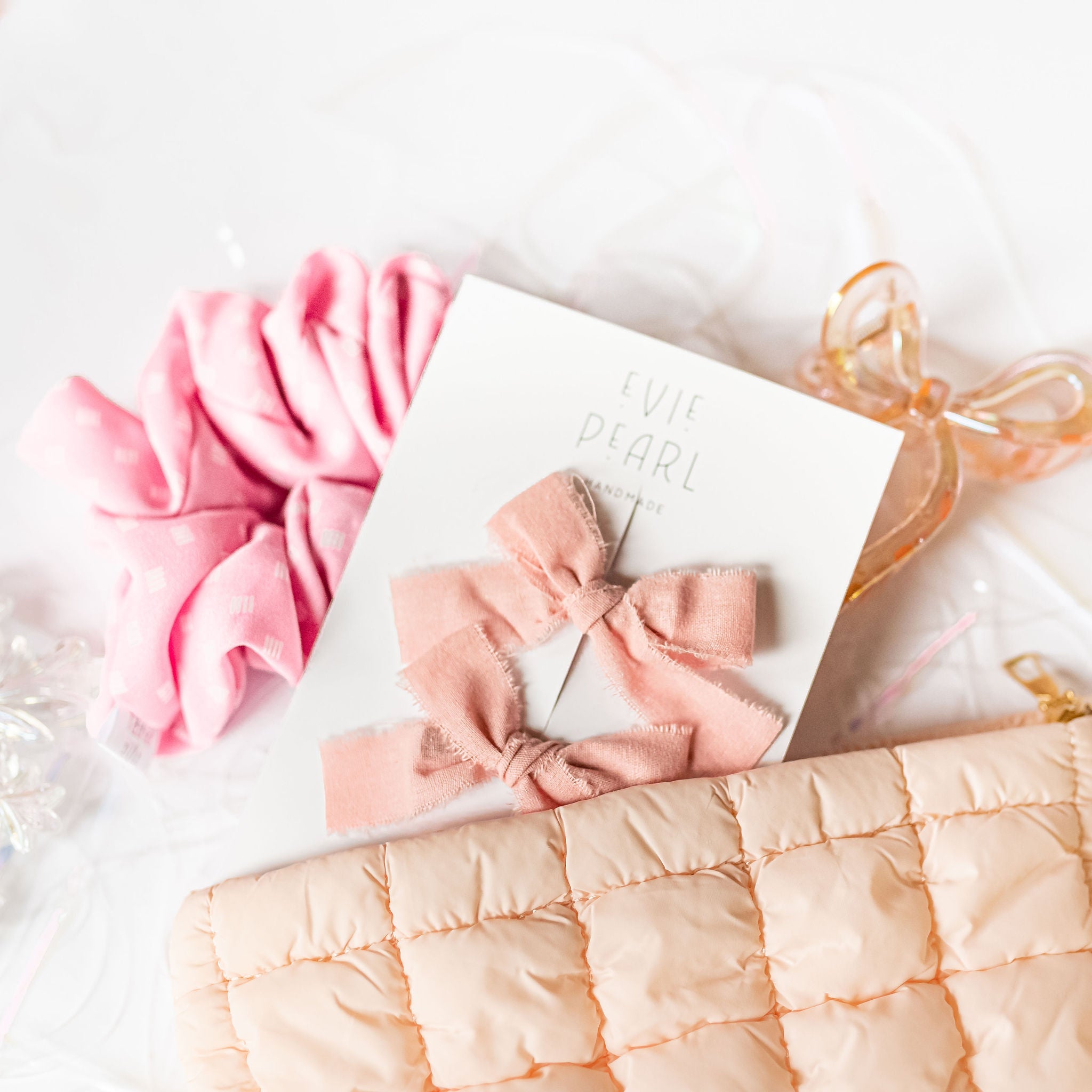 Pink Puffer Zipper Accessory Pouch