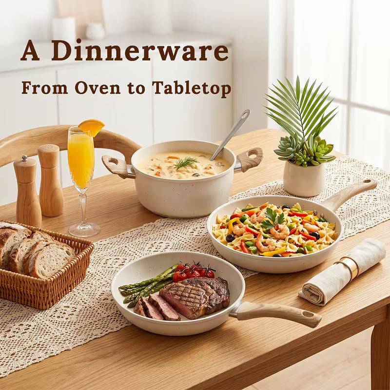 12-Piece Stainless Steel Cookware Set with Frying Pan and Saucepan