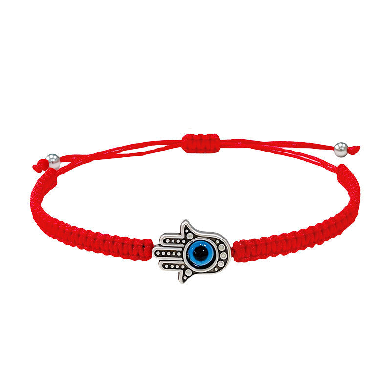 Hand-knitted Rope Lucky Red String Bead Bracelet