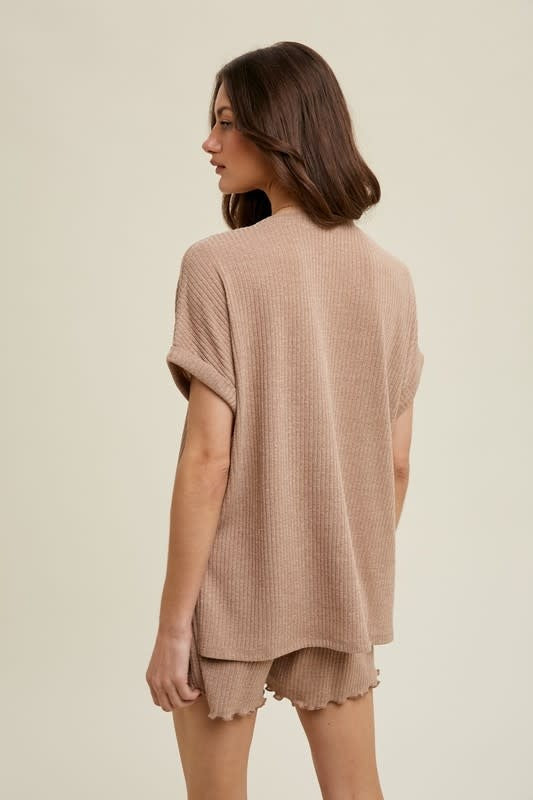 Ribbed Knit Shorts in Mocha