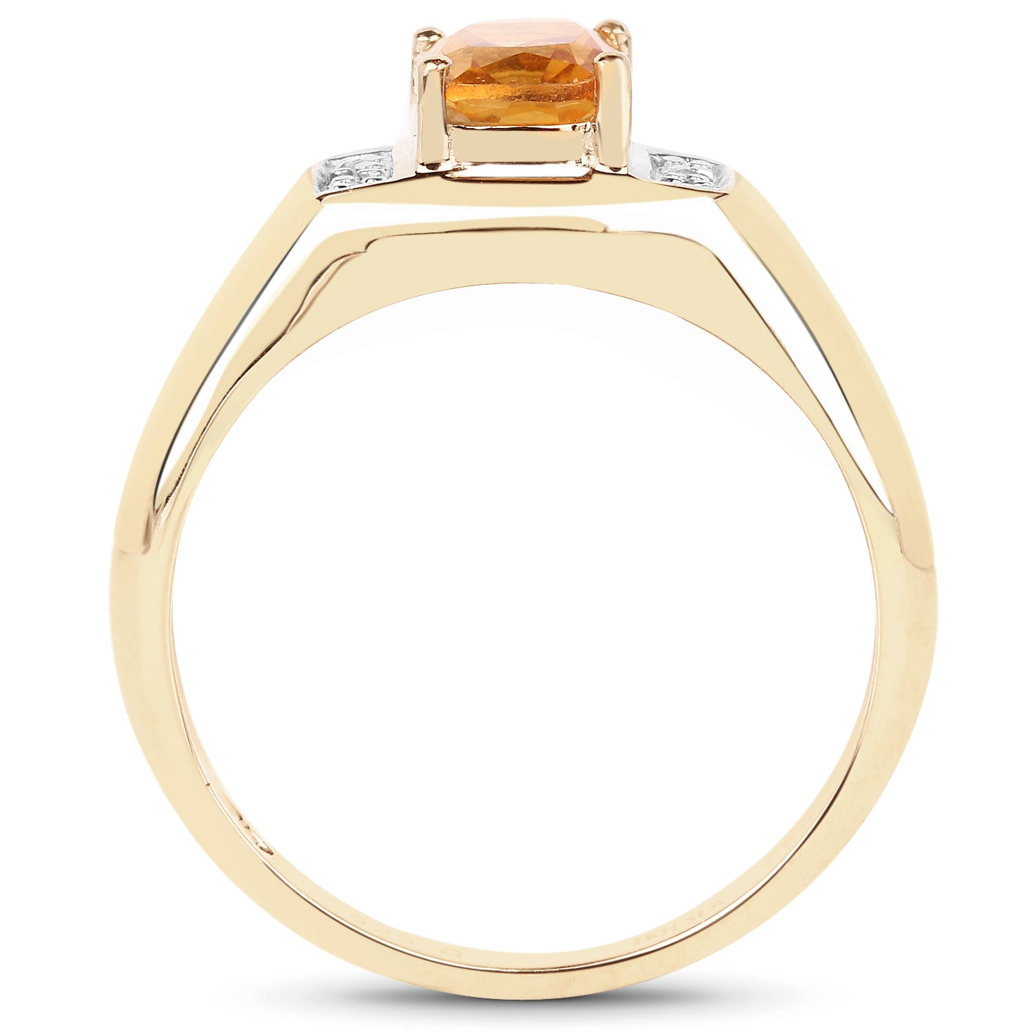 14K Yellow Gold Plated 1.36 Carat Genuine Citrine & White Topaz .925 Sterling Silver Ring
