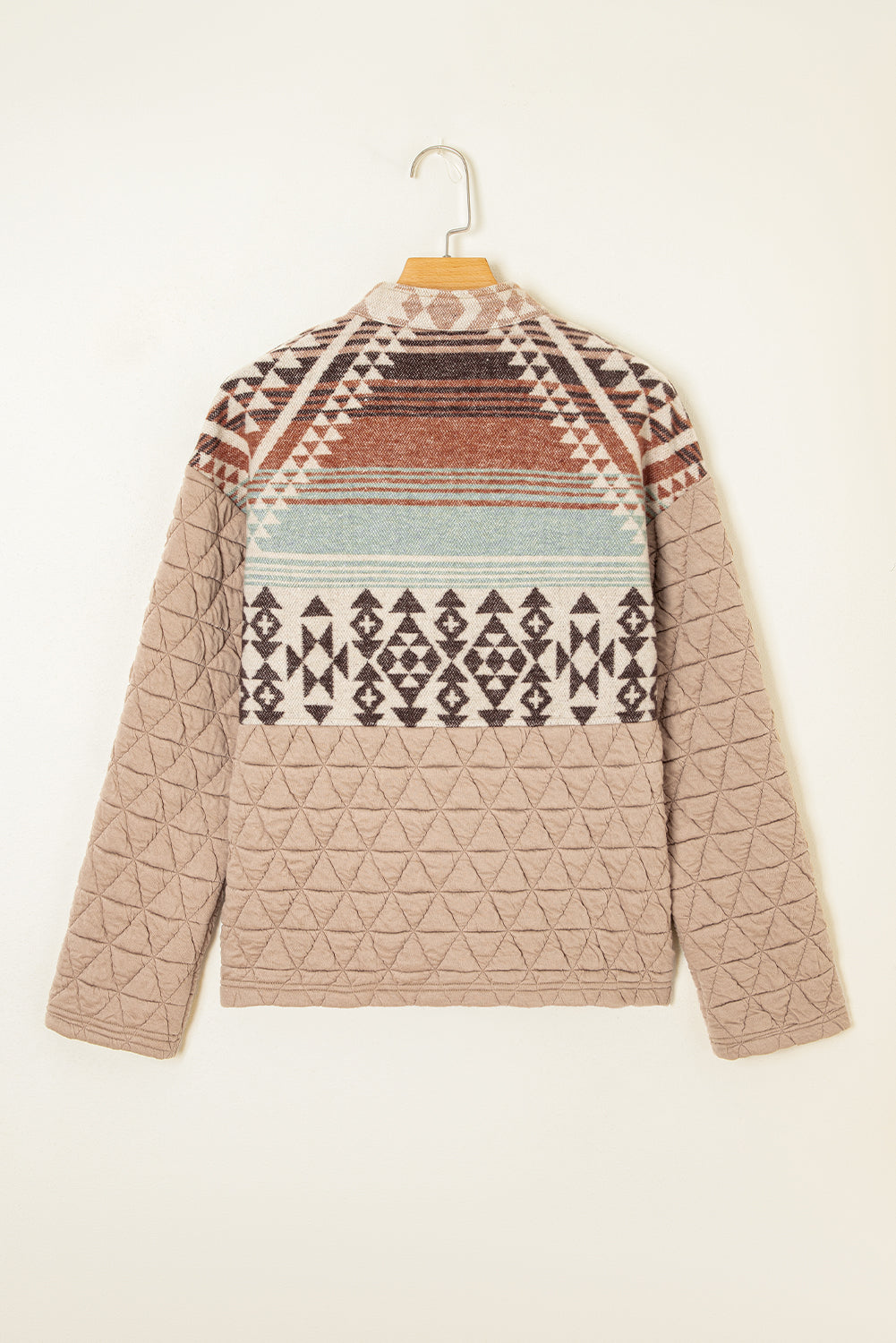 Western Aztec Patchwork Quilted Zip Up Jacket