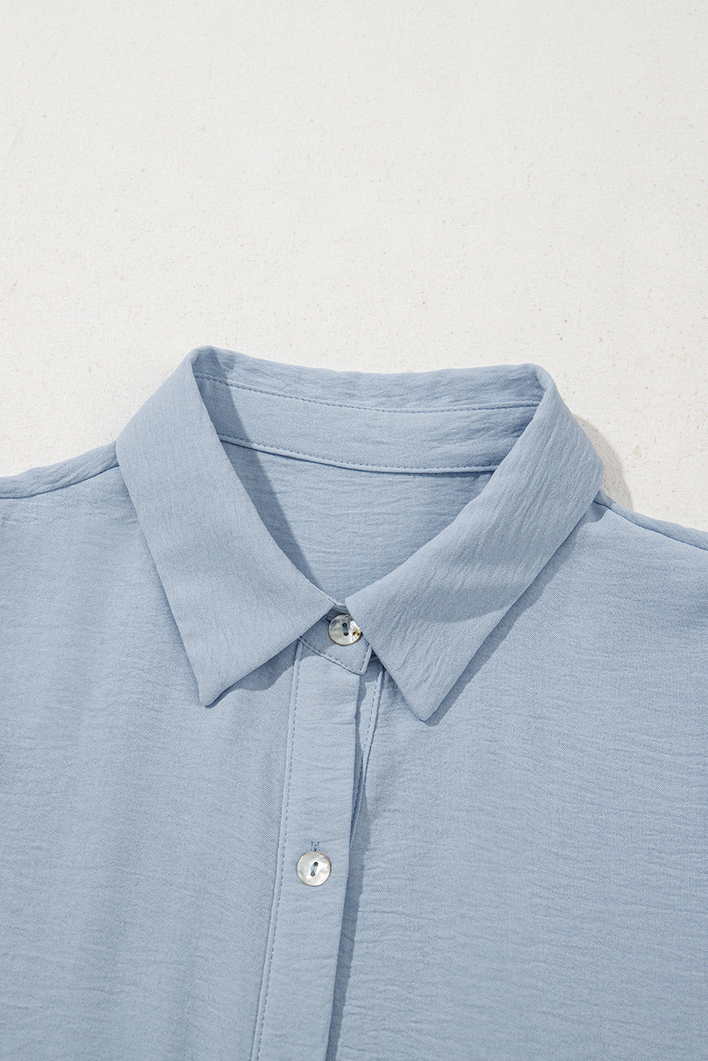 Beau Blue Shirt Collar Button Up Puff Sleeve Tiered Shift Dress