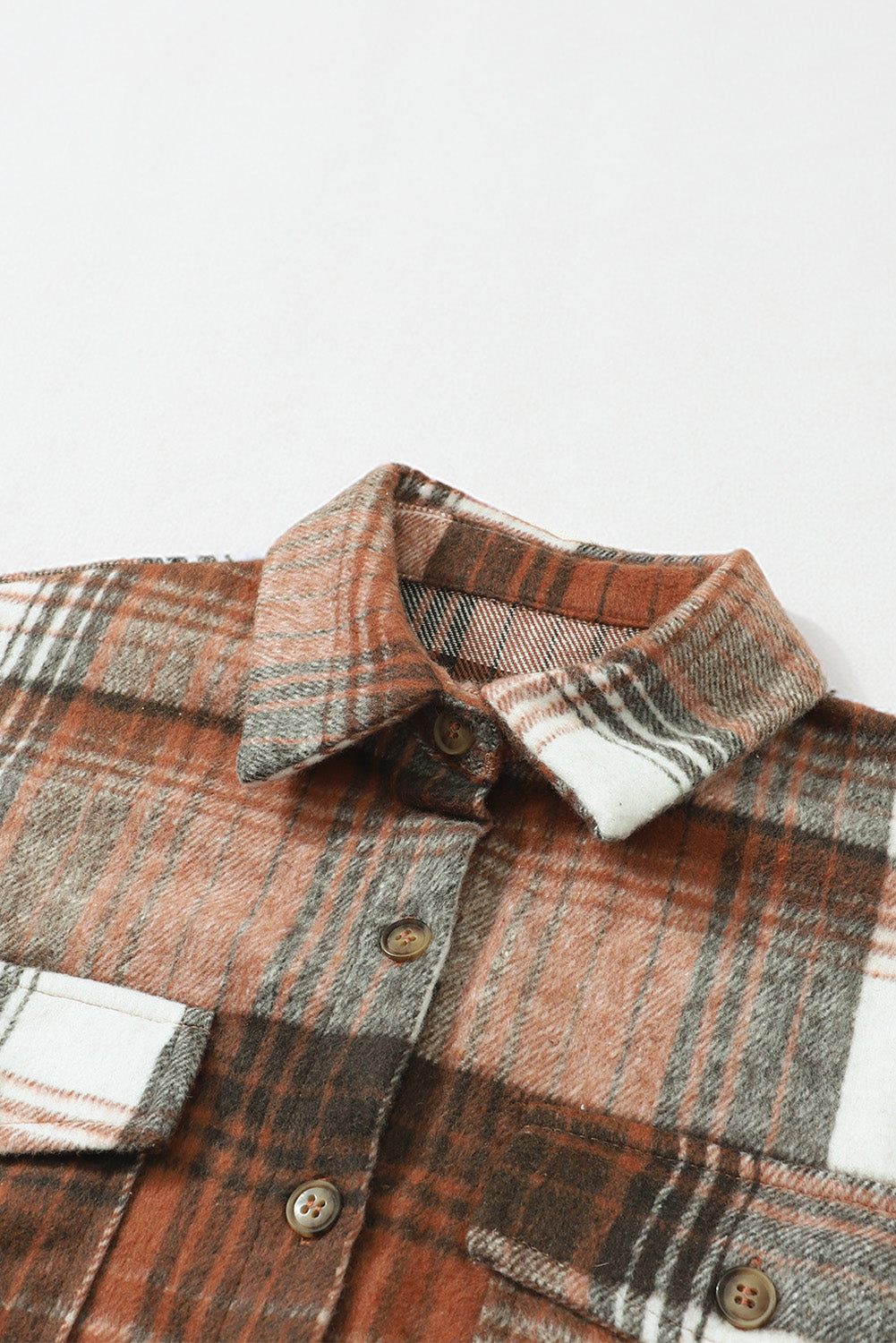 Plaid Flap Chest Pockets Shacket
