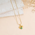 Stainless Steel Geometric Demon Eye Oil-dripping Pendant Necklace