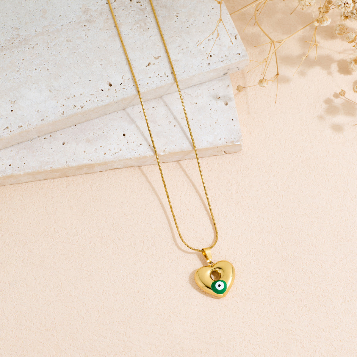 Stainless Steel Geometric Demon Eye Oil-dripping Pendant Necklace