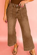 Breen Cropped High Rise Wide Leg Brown Jeans