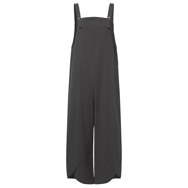 Women's Casual Solid Color Wide Leg Overalls Jumpsuit - Image 9