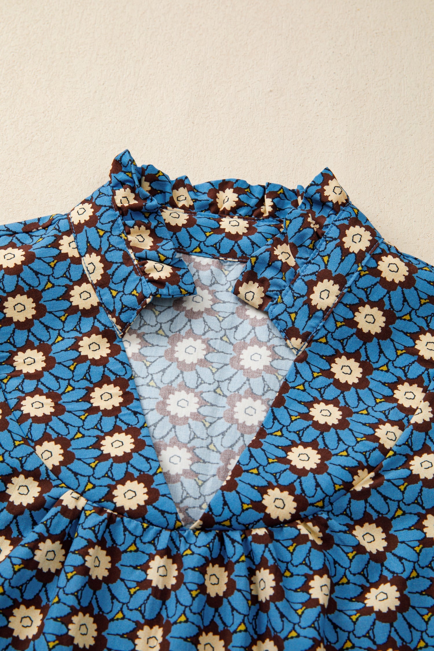 Chelsea Floral Short Puff Sleeve Blouse with Smocked Ruffle Cuffs