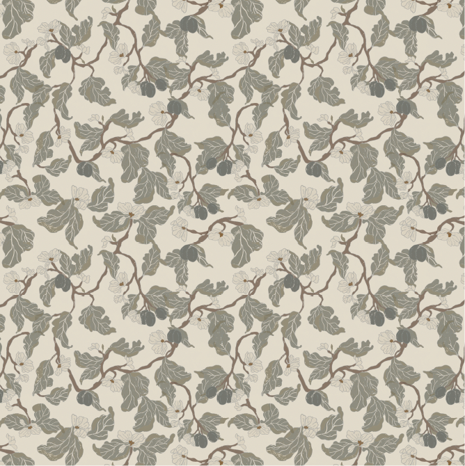 Rhodes Floral Wallpaper, Sage-Green and Brown Traditional Cottagecore