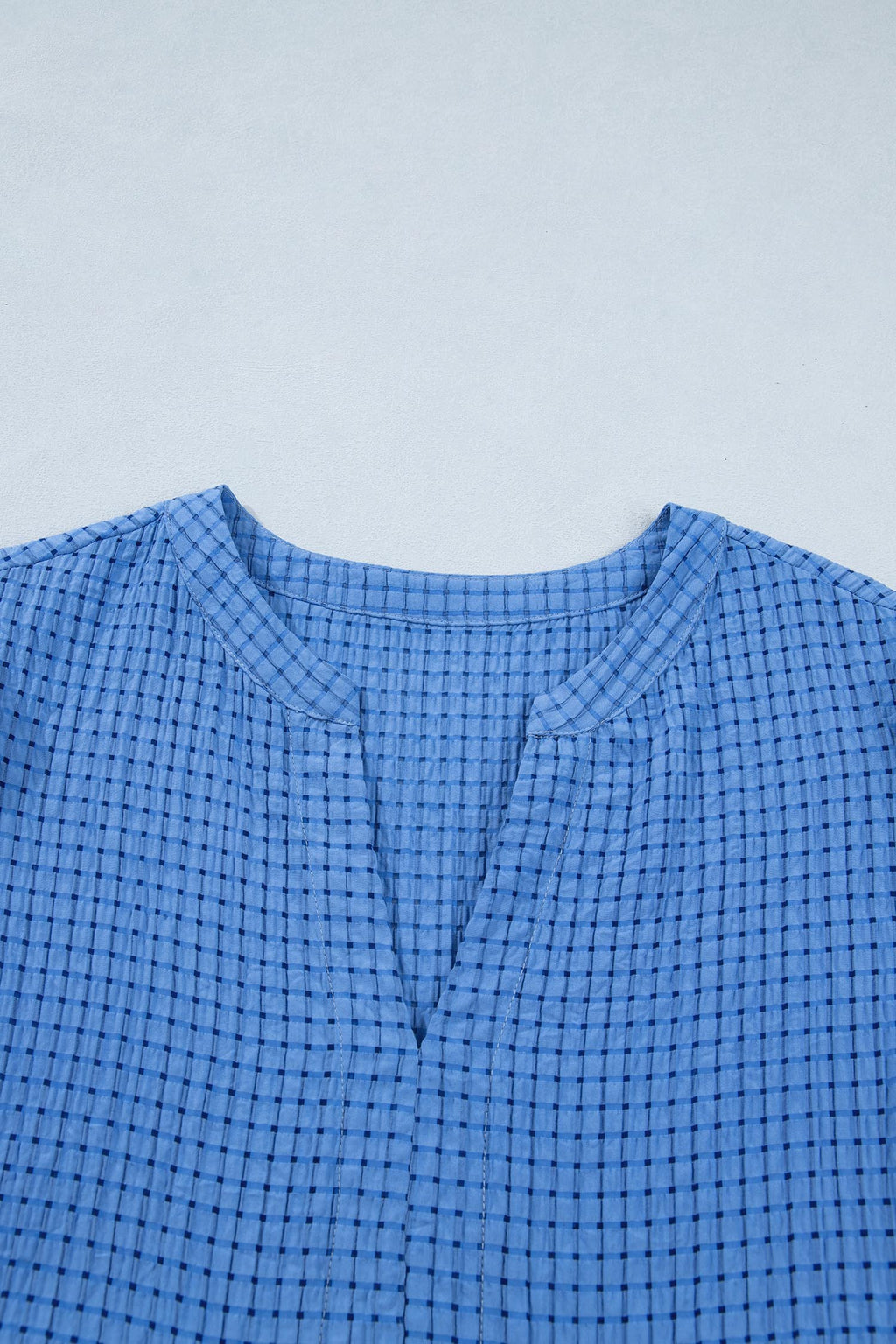 Women's Light Blue Gingham Tiered Midi Dress