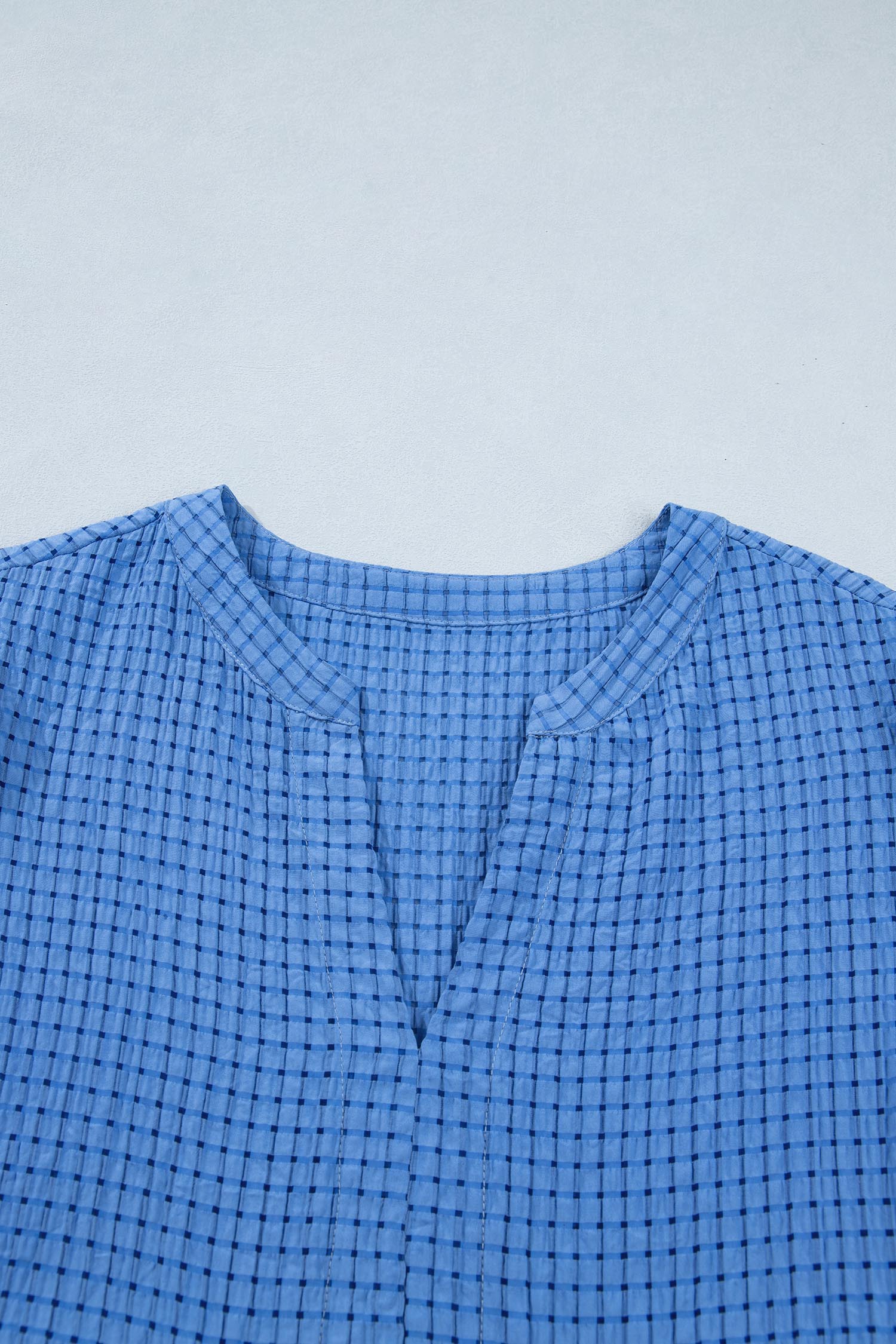 Women's Light Blue Gingham Tiered Midi Dress