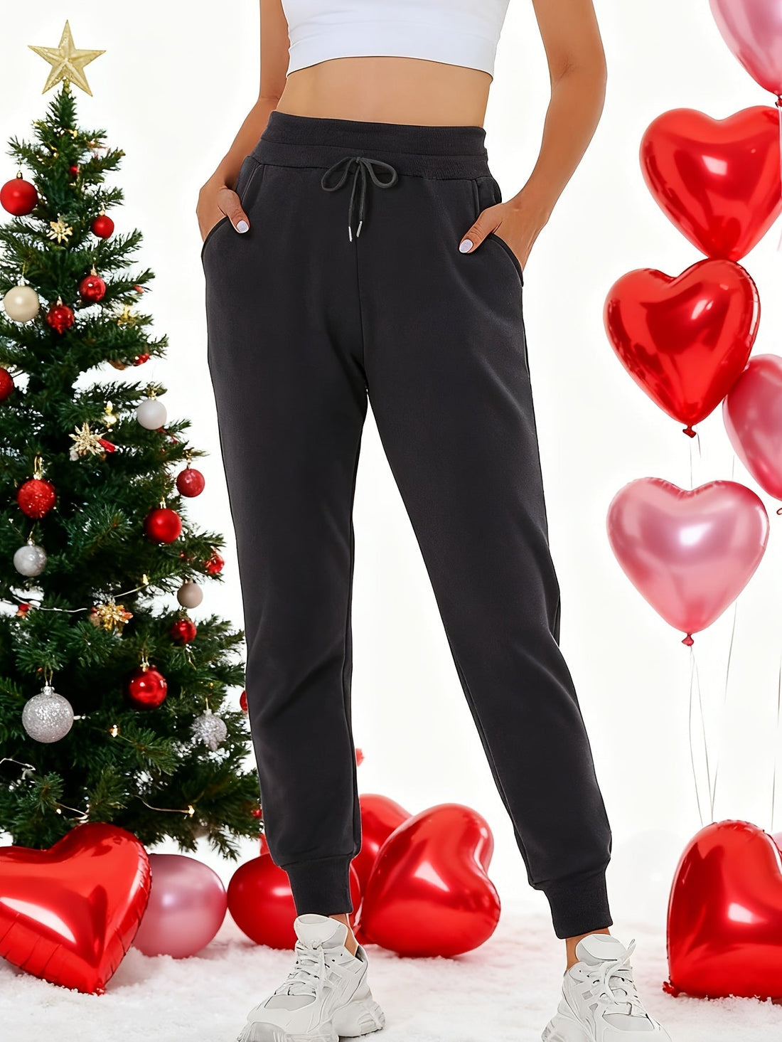 Women's Boyfriend Fleece Jogger Sweatpants in Solid Color