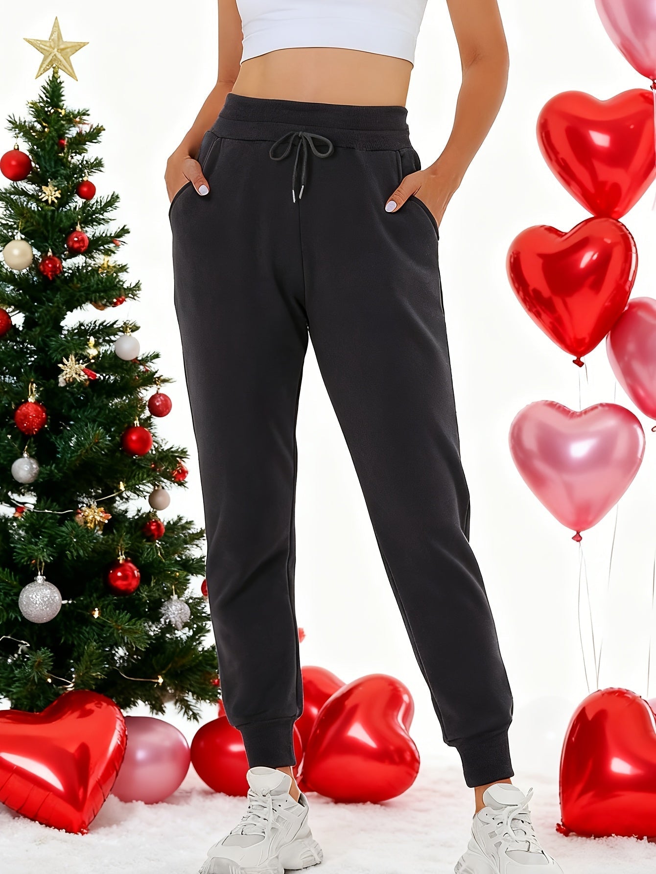 Women's Boyfriend Fleece Jogger Sweatpants in Solid Color