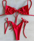 Pleated High Cut Brazilian Bikini - Modern Two Piece Swimwear