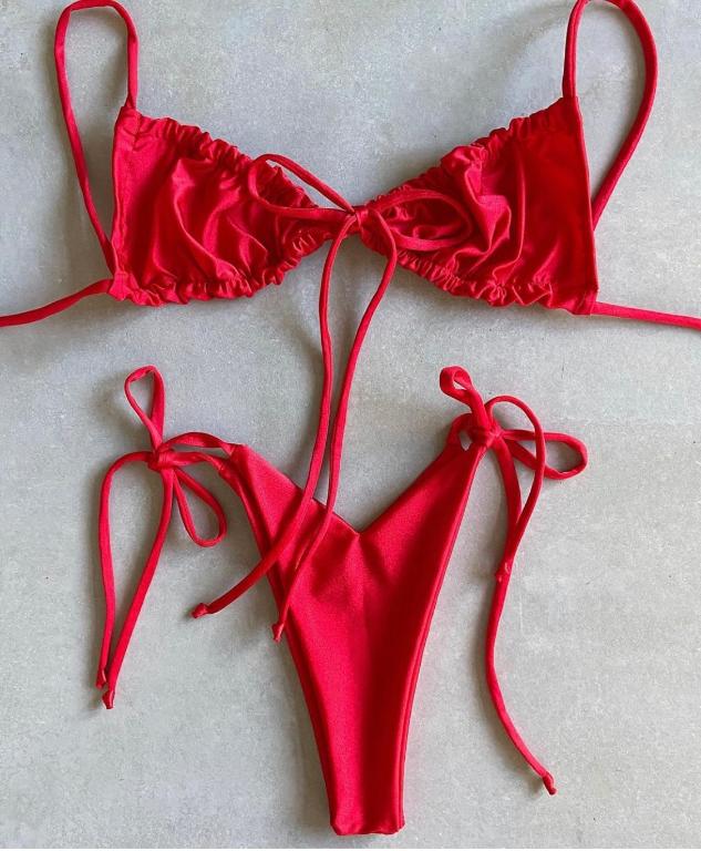 Pleated High Cut Brazilian Bikini - Modern Two Piece Swimwear