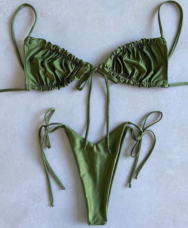 Pleated High Cut Brazilian Bikini - Modern Two Piece Swimwear