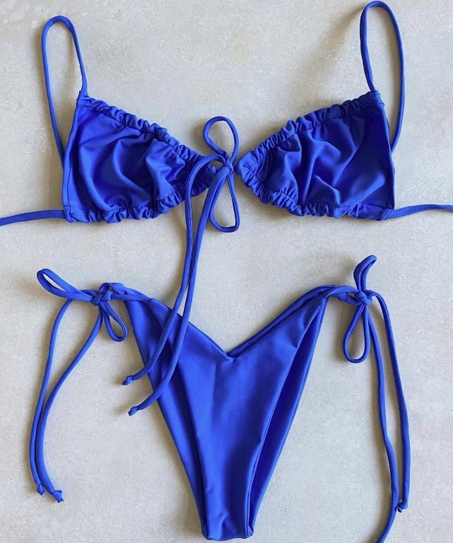 Pleated High Cut Brazilian Bikini - Modern Two Piece Swimwear