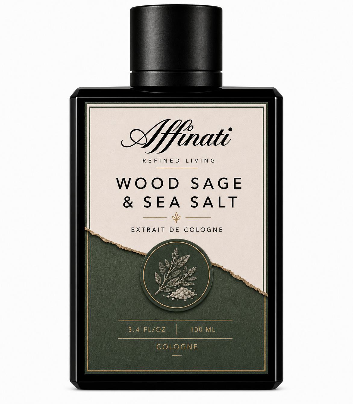 Wood Sage & Sea Salt Cologne bottle on a clean background