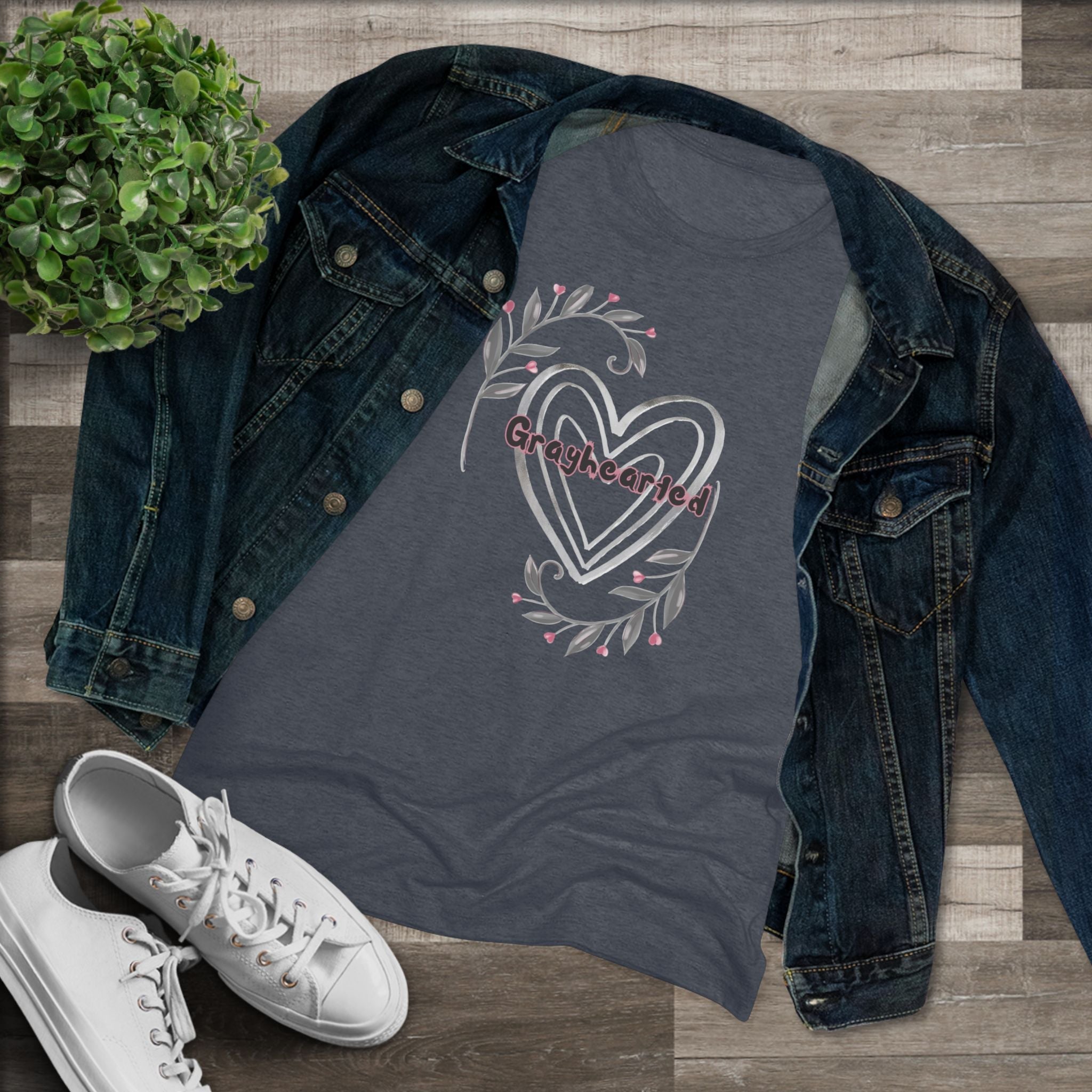 Women's Floral Heart Triblend Graphic Tee - Soft Slim Fit T-Shirt