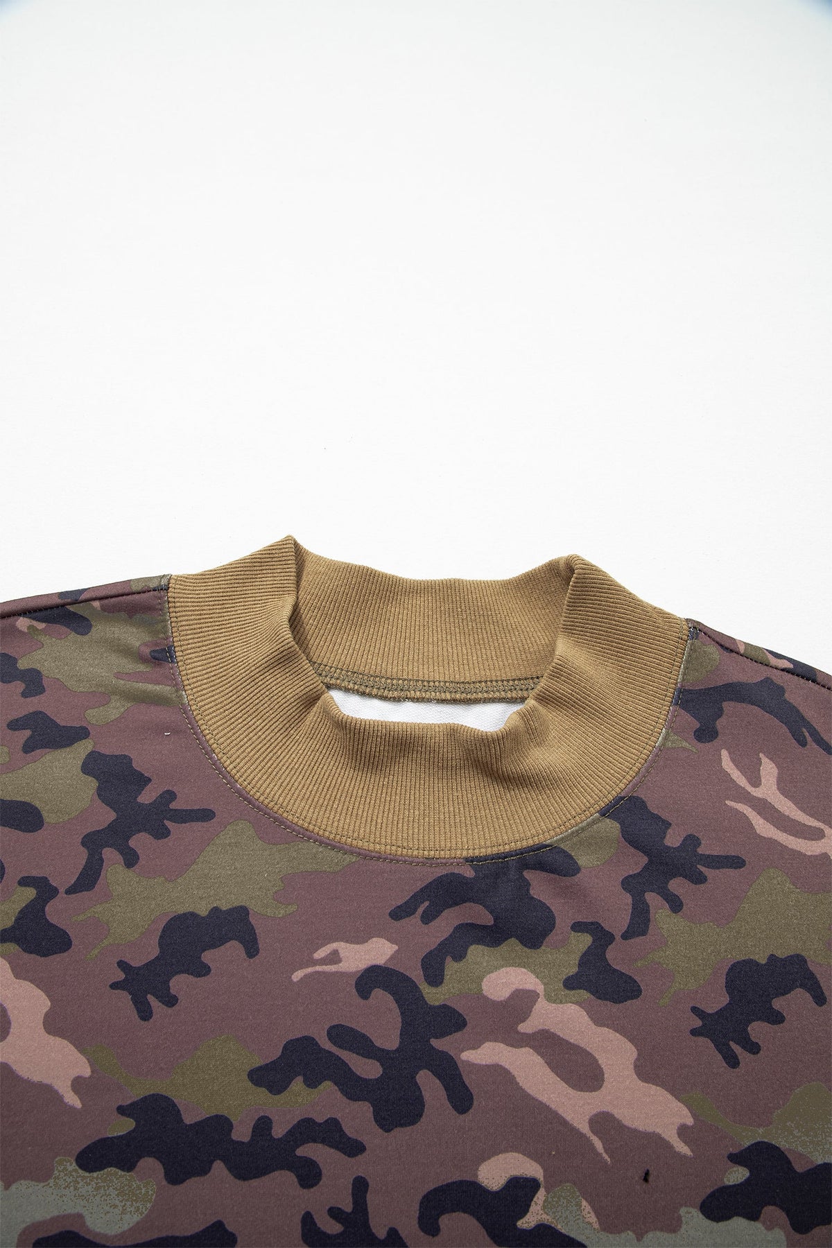 Plus Size Camo Mock Neck Oversized Sweatshirt