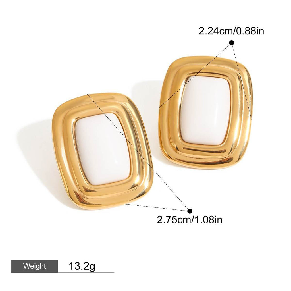 18K gold geometric rectangular design trendy personality earrings