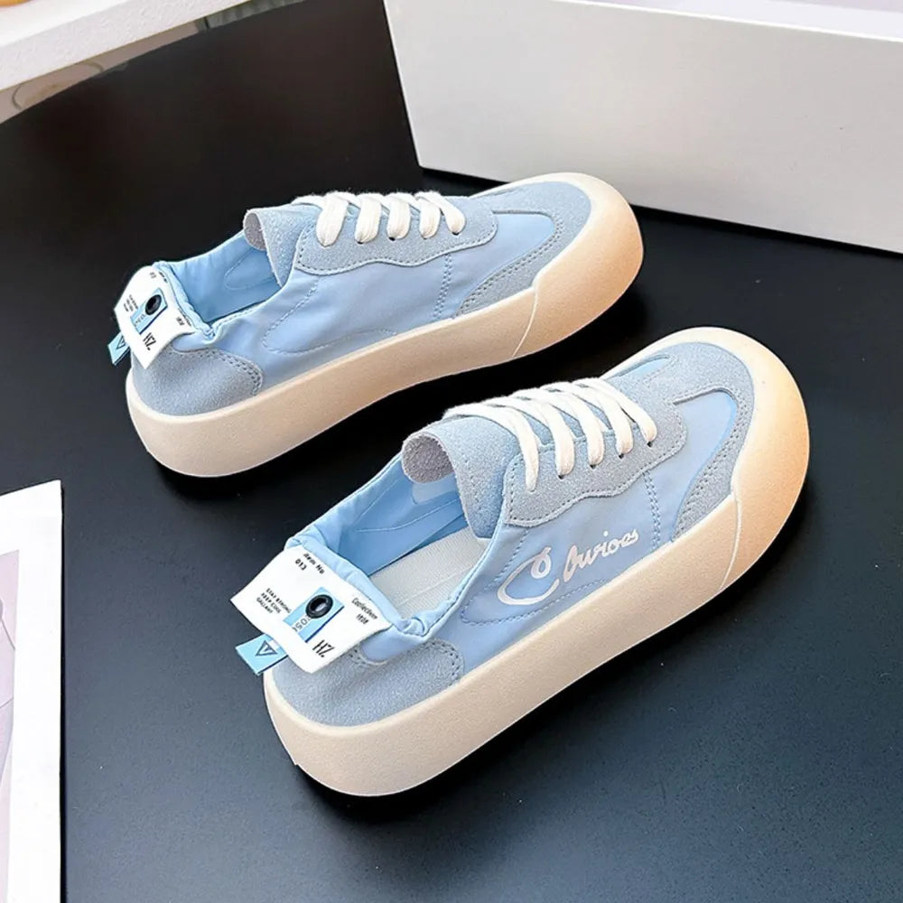 Women's Thick Soled Platform Sneakers in Pastel and Neutral Tones - Image 5