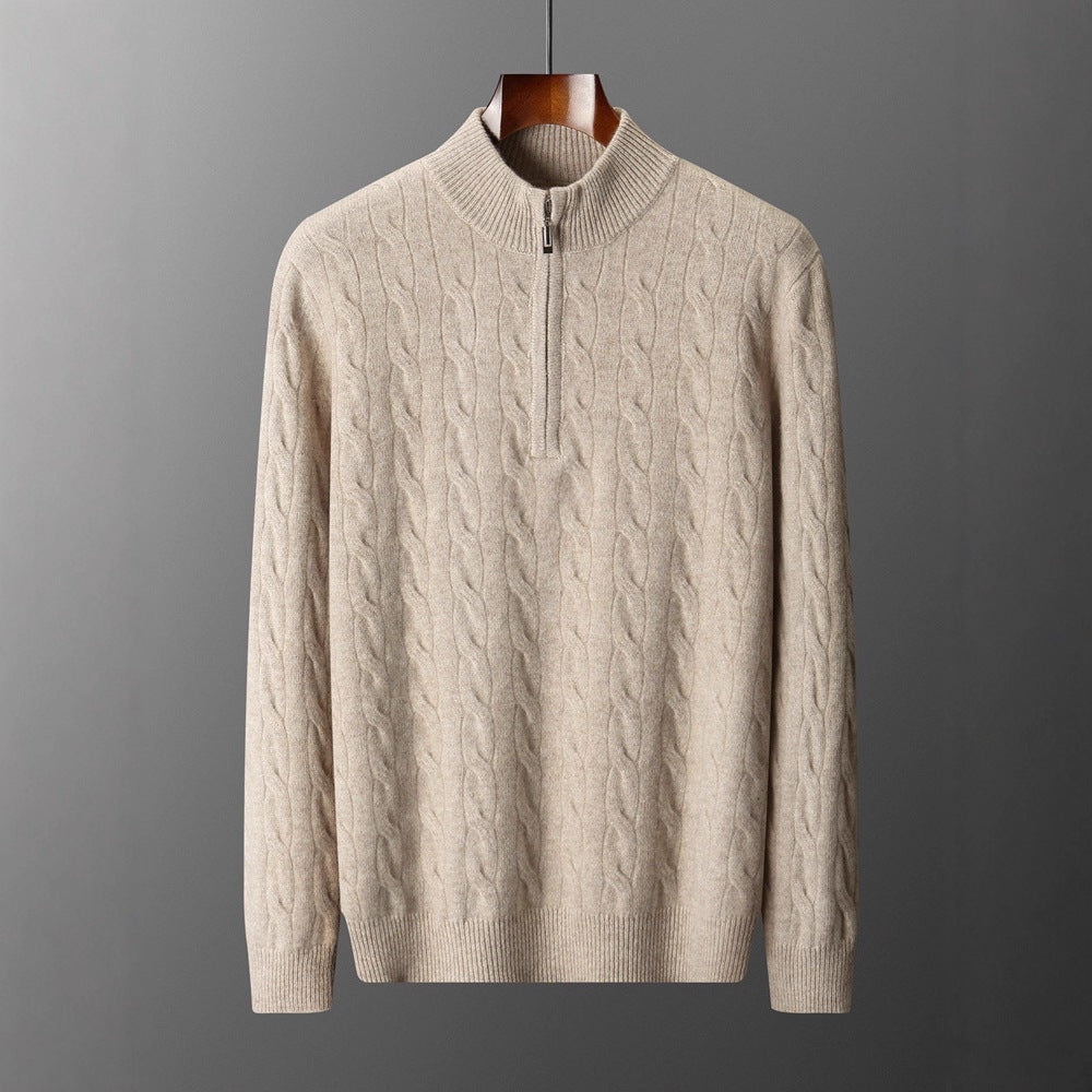 Jacquard Double-strand Thickened Long-sleeve Wool Blend Sweater