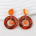 Silver Needle Acrylic Multi-Layer Round Earrings