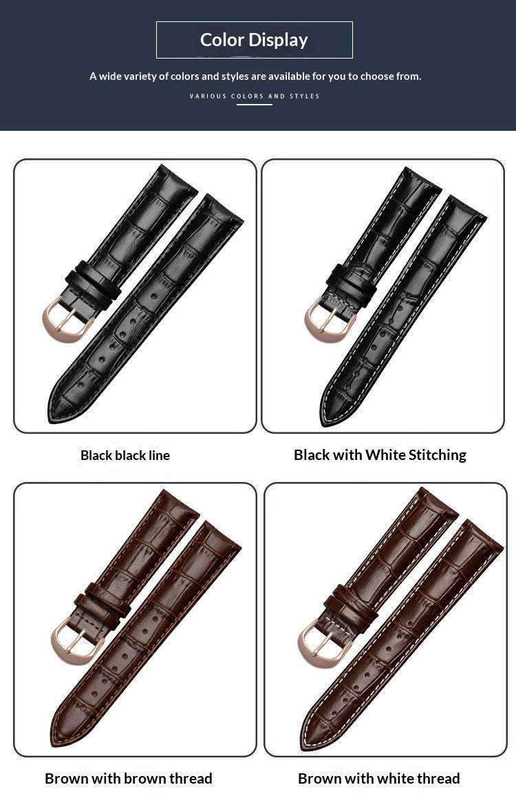 Double-sided Genuine Leather Watch Strap Made From Top-layer Calfskin