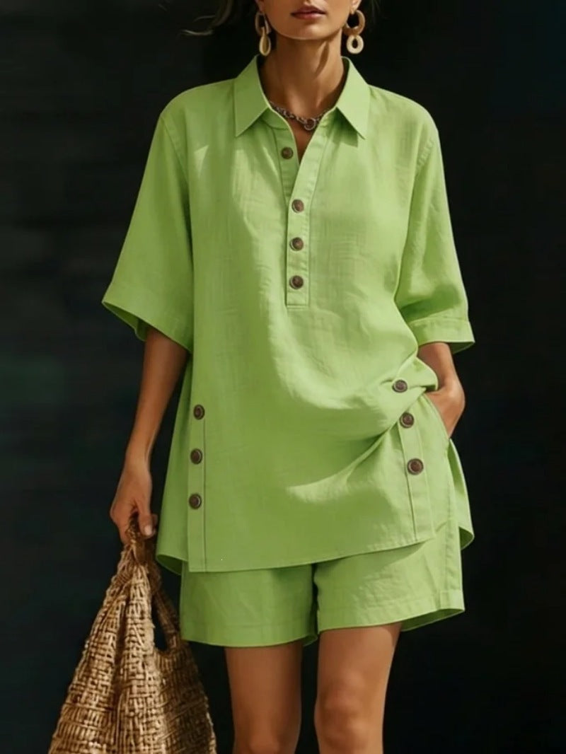 Short-Sleeve Button-Down Shirt and Shorts Set - Image 8