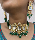 Luxury gold-plated Kundan necklace set with stone studs on high-quality alloy