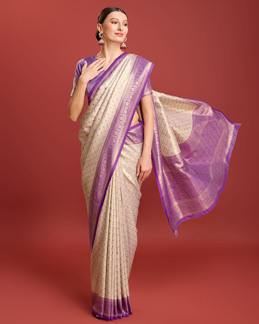 Light Green and Teal Half and Half Silk Embroidered Saree