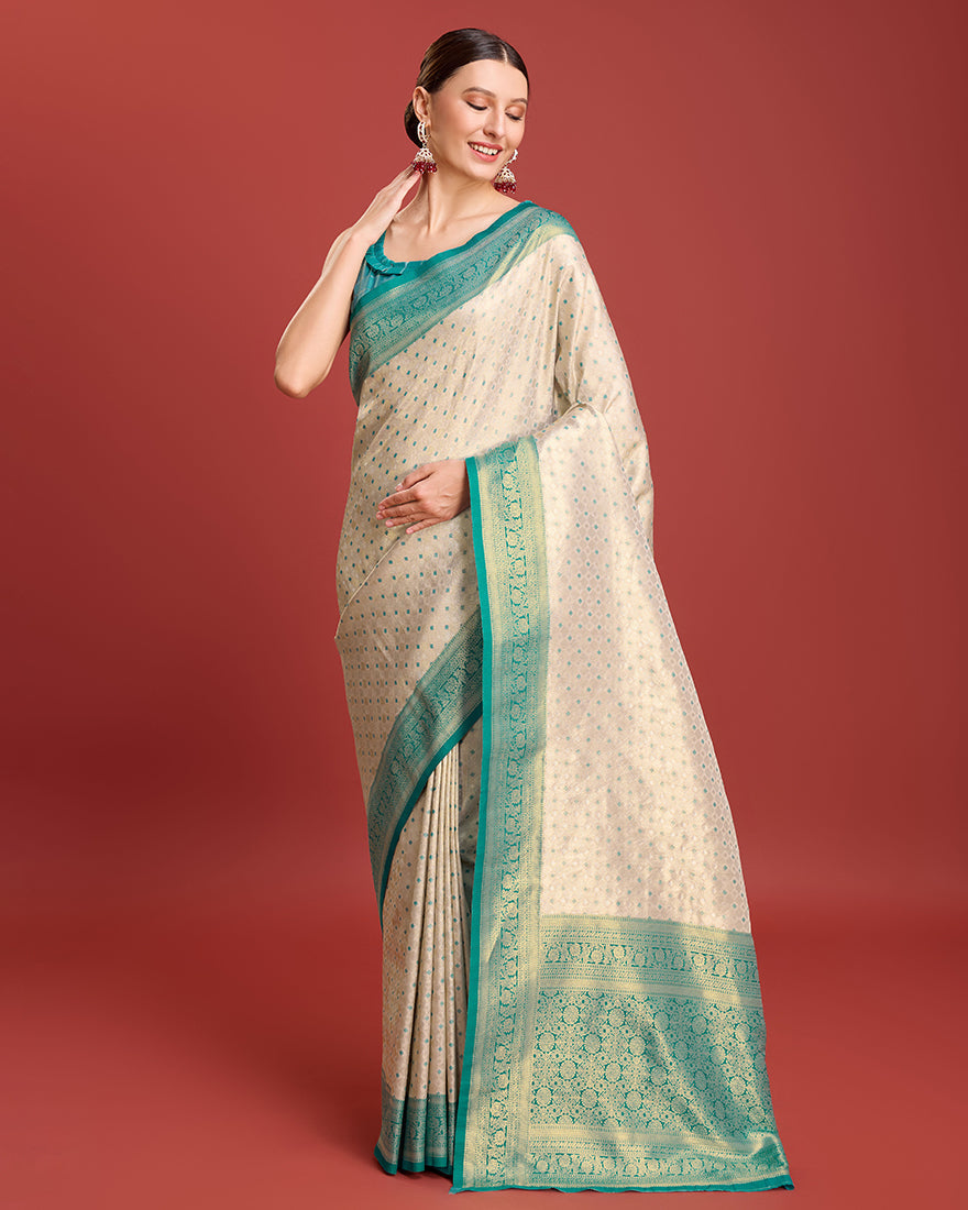 Turquoise Kanjivaram Silk Saree with Zari Weave