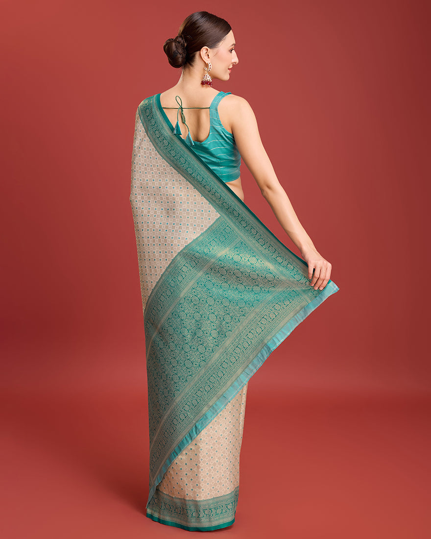 Turquoise Kanjivaram Silk Saree with Zari Weave
