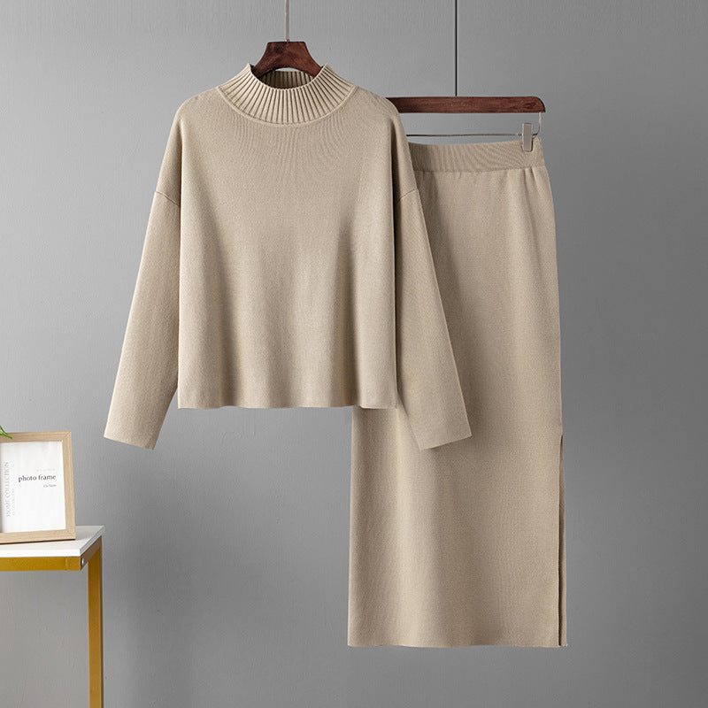 Women's Chic Two-Piece Cotton Sweater Set Long Sleeve Lounge Wear