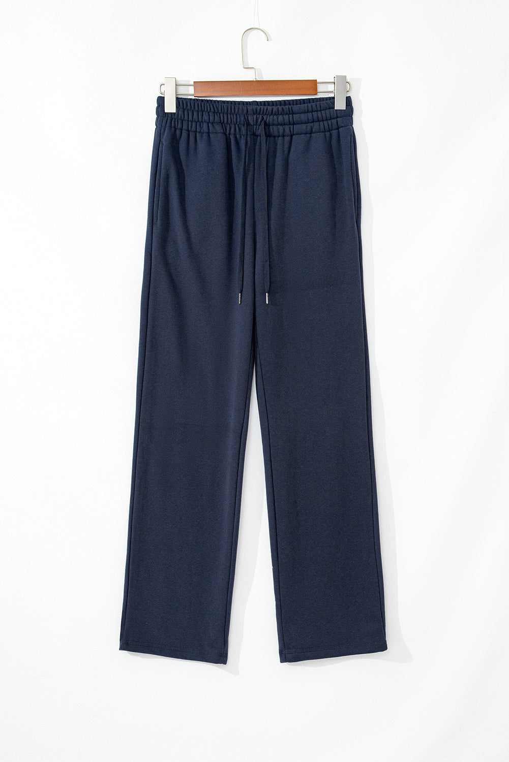 Solid Fleece-Lined Drawstring Waist Pants