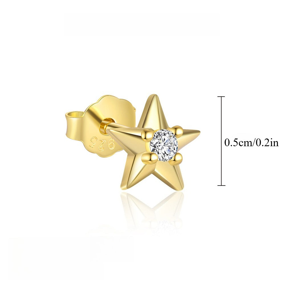 S925 Sterling Silver Starburst Diamond Stud Earrings