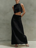 Women's Sleeveless Crop Top and Maxi Skirt Two-Piece Set - Image 6