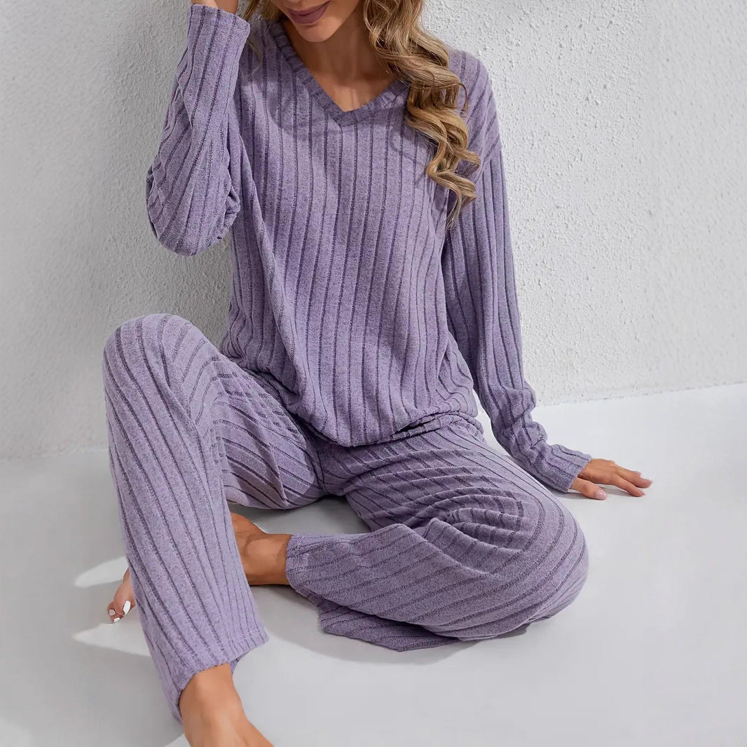 Women's Ribbed Long Sleeve Top and Pants Loungewear Set - Image 9